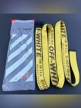 Off-White Yellow Industrial Belt with Black Buckle and Bag
